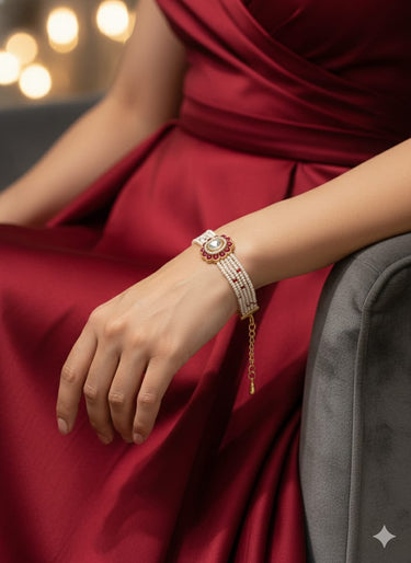 Ruby Pearl Beads Bracelet